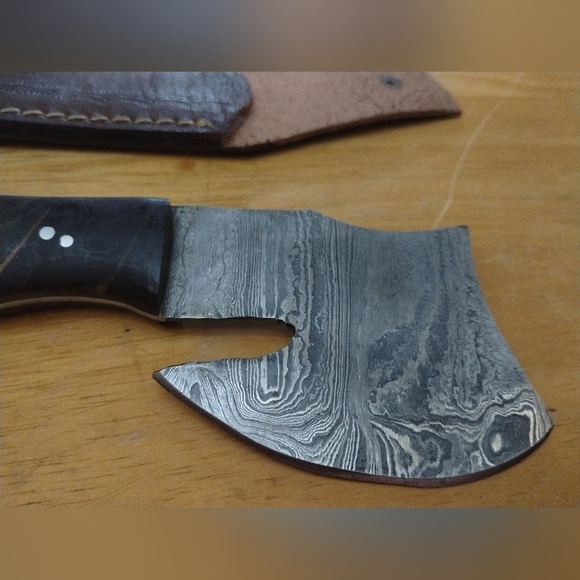 New Damascus steel blade men's hunting tactical survival knife axe mini hatchet - Picture 4 of 9